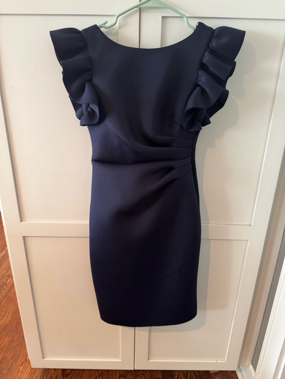 Eliza J Navy Ruffle Sleeve Sheath Dress